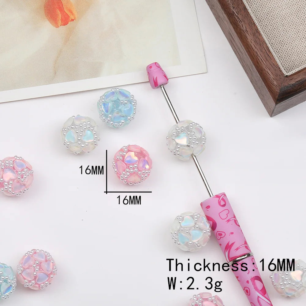 Design 50Pcs 16*16MM Acrylic Bead/Round Shape/Rhinestone Effect/DIY/Hand Made/Jewelry Findings & Components #17699
