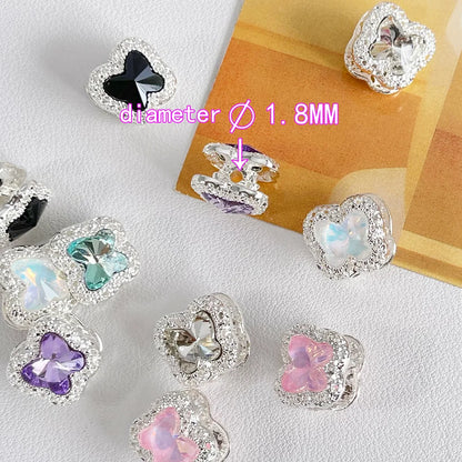 Handmade 50Pcs 15*15MM Hand Made/DIY Beads/Rhinestone Effect/Jewelry Findings & Components/Butterfly Shape/Alloy #18794