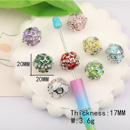 Design 50Pcs 20*20MM Acrylic Bead/Hand Made/Jewelry Findings & Components/Star Patch Effect/Round Shape/Fancy Bead/DIY