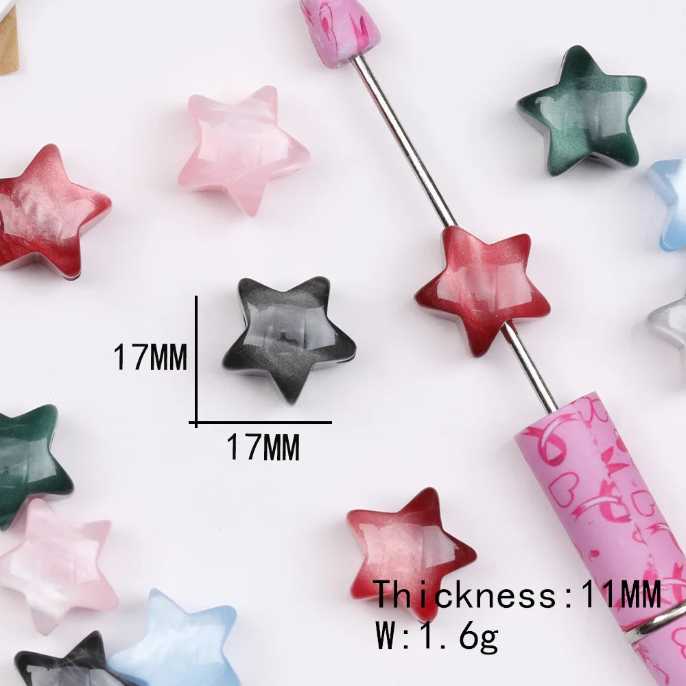 Design 100Pcs 17*17MM DIY Beads/Hand Made/Star Shape/Marble Effect/Resin Beads/Jewelry Findings & Components #17927
