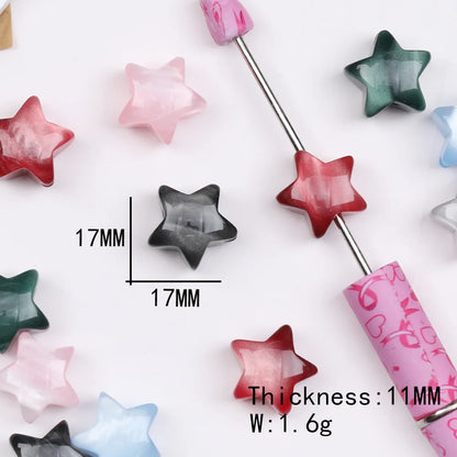 Design 100Pcs 17*17MM DIY Beads/Hand Made/Star Shape/Marble Effect/Resin Beads/Jewelry Findings & Components #17927