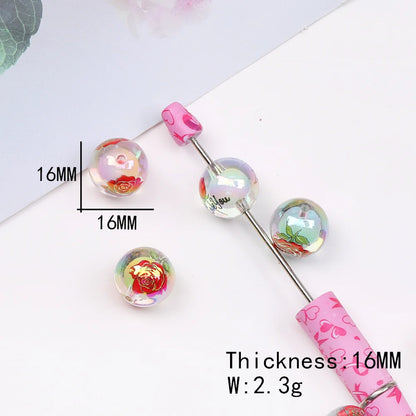 Design 100Pcs 16*16MM Acrylic Bead/Round Shape/Hand Made/Print Effect/DIY Beads/Jewelry Findings & Components #17754