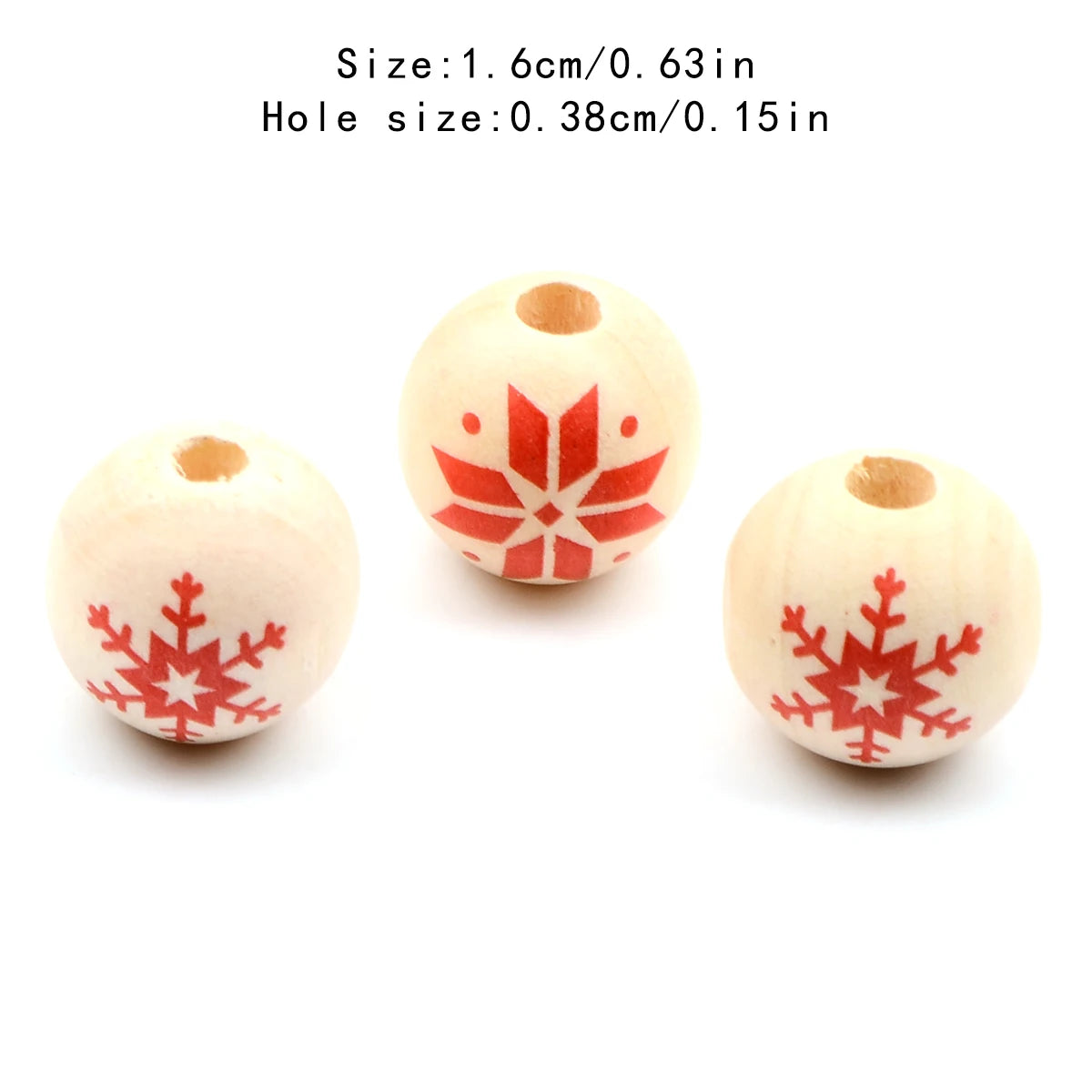 15pcs Retro Ice crystal snowflake pattern wood bead， Fashion Large Hole Bead， for Gift Make DIY Necklace Bracelet Accessories
