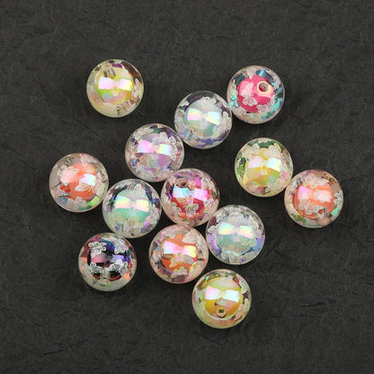 Design 100Pcs 16*16MM Acrylic Bead/Jewelry Accessories/Aurora Effect/Round Shape/DIY Printing Beads/Hand Made #16723