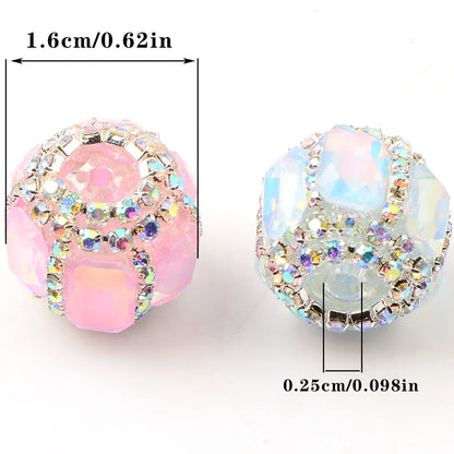 5pcs Mirror tangent plane round acrylic bead，Hand-paint Loose Spacer Bead，For Gifts Make Bracelet necklace anklet Diy Accessory