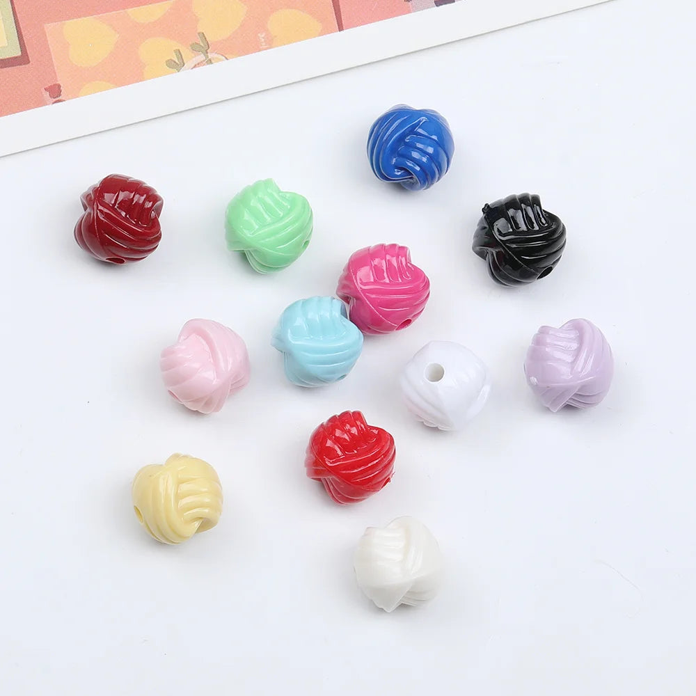 Design 370Pcs 12*12MM Acrylic Beads/Solid Effect/DIY Beads/Hand Made/Twine Shape/Jewelry Findings & Components #17524