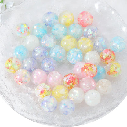 Handmade 100Pcs 16*16MM DIY Beads/Glitter Powder Effect/Hand Made/Jewelry Findings & Components/Round Shape/Resin #18522