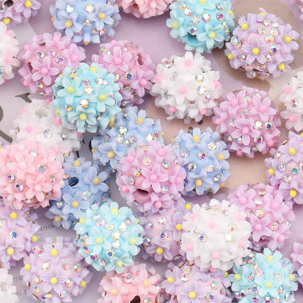 Design 50Pcs DIY Making/Fancy Beads/Round Shape/Polymer Clay Bead/Hand Made/Flower Bead/Jewelry Findings & Components