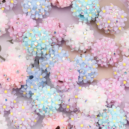 Design 50Pcs DIY Making/Fancy Beads/Round Shape/Polymer Clay Bead/Hand Made/Flower Bead/Jewelry Findings & Components