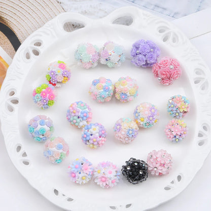 Design 50Pcs DIY Making/Fancy Beads/Round Shape/Polymer Clay Bead/Hand Made/Flower Bead/Jewelry Findings & Components