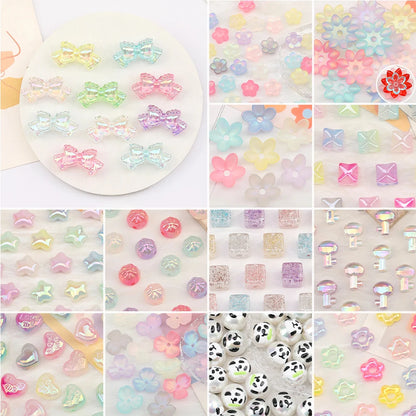 Design 100Pcs Jewelry Findings & Components/DIY Beads Making/Hand Made/Flower Shape/Aurora Matte Effect/Acrylic Bead