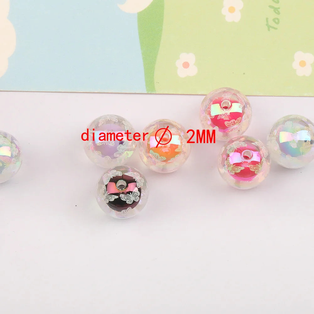 Design 100Pcs 16*16MM Acrylic Bead/Jewelry Accessories/Aurora Effect/Round Shape/DIY Printing Beads/Hand Made #16723