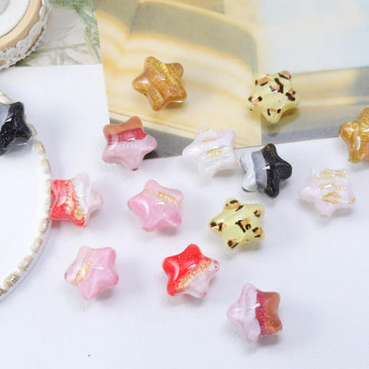 Handmade 50Pcs 19*20MM Resin Beads/Glitter Powder Effect/Star Shape/DIY/Jewelry Findings & Components #18690