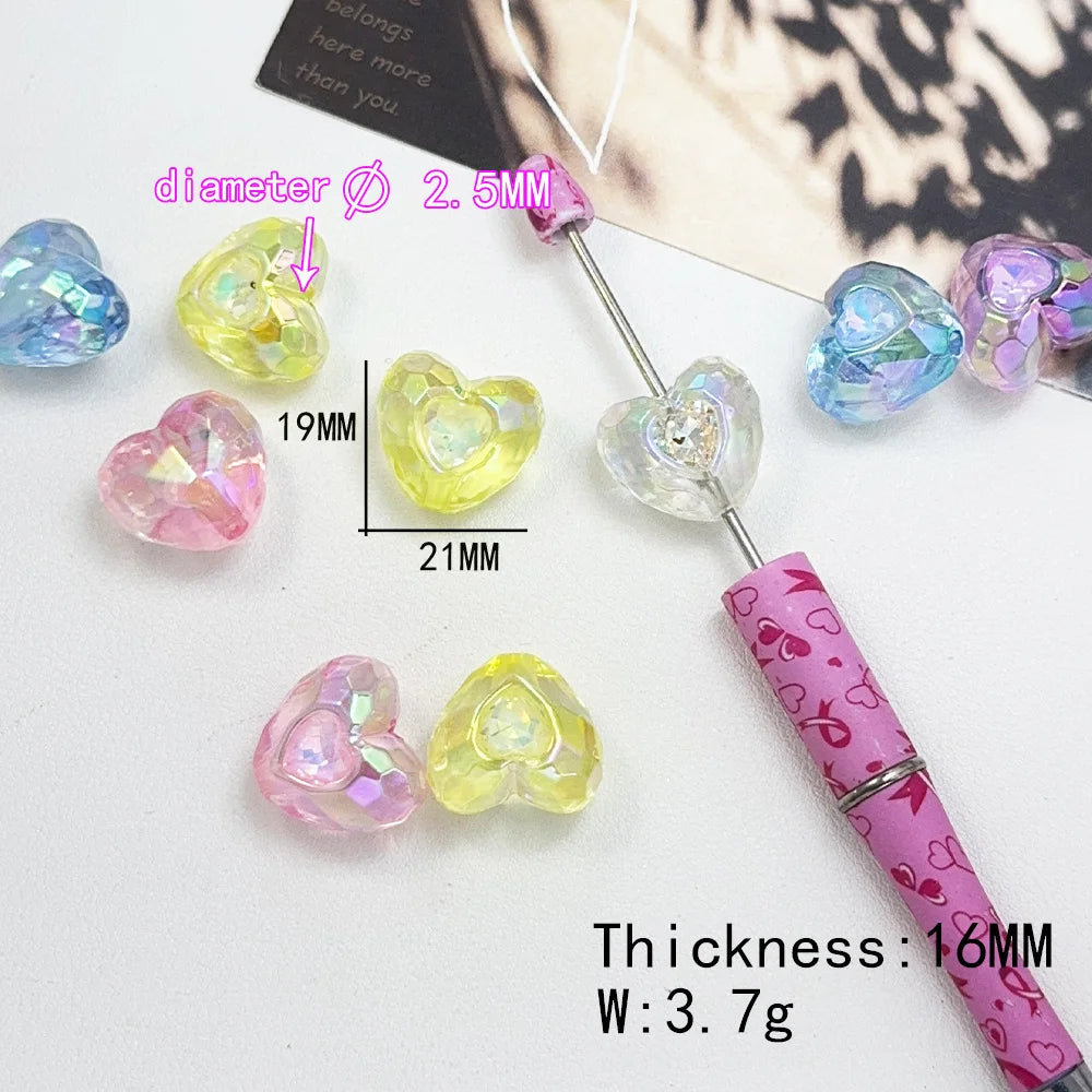 Design 100Pcs DIY Beads/Hand Made/Heart Flower Shape/Luminous Effect/Acrylic Bead/Jewelry Findings & Components #18127