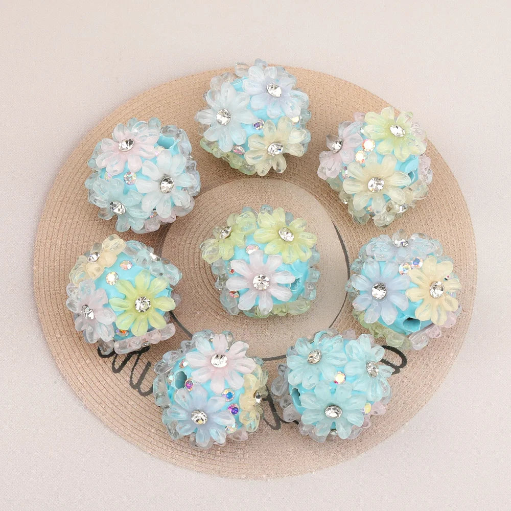 Design 50Pcs DIY Making/Fancy Beads/Round Shape/Polymer Clay Bead/Hand Made/Flower Bead/Jewelry Findings & Components