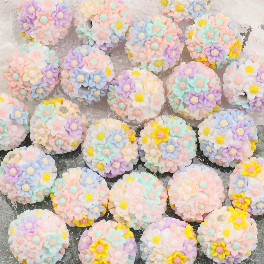 Design 50Pcs DIY Making/Fancy Beads/Round Shape/Polymer Clay Bead/Hand Made/Flower Bead/Jewelry Findings & Components