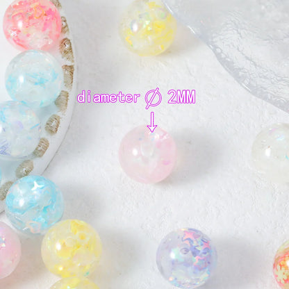 Handmade 100Pcs 16*16MM DIY Beads/Glitter Powder Effect/Hand Made/Jewelry Findings & Components/Round Shape/Resin #18522