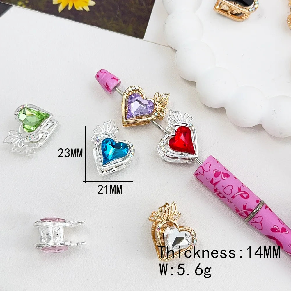 Handemade 21*23MM 40Pcs DIY Fancy Beads/Jewelry Accessories/Rhinestone Effect/Heart Shape/Alloy Beads #18111