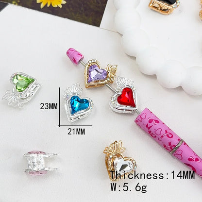 Handemade 21*23MM 40Pcs DIY Fancy Beads/Jewelry Accessories/Rhinestone Effect/Heart Shape/Alloy Beads #18111