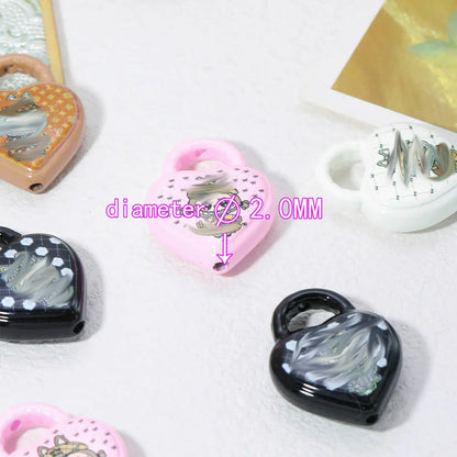 Design 50Pcs 30*39MM Jewelry Findings & Components/Print Effect/DIY Beads/Hand Made/Heart Shape/Acrylic Bead #18655