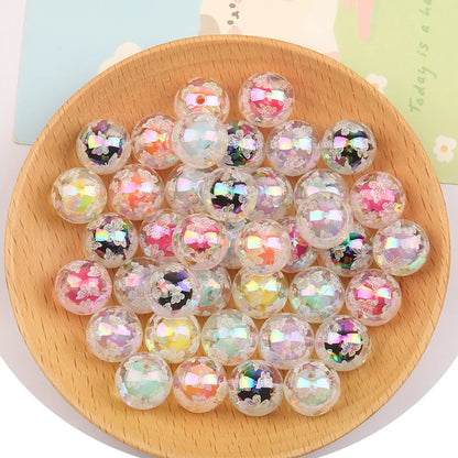 Design 100Pcs 16*16MM Acrylic Bead/Jewelry Accessories/Aurora Effect/Round Shape/DIY Printing Beads/Hand Made #16723