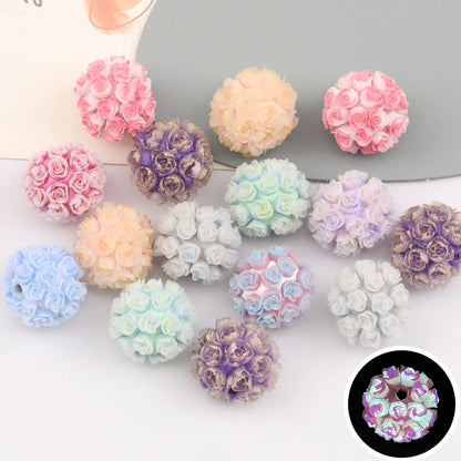 Design 50Pcs DIY Making/Fancy Beads/Round Shape/Polymer Clay Bead/Hand Made/Flower Bead/Jewelry Findings & Components