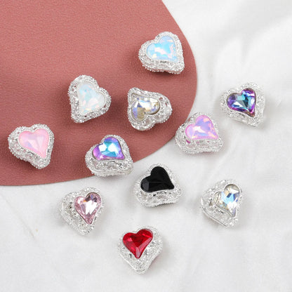 Handmade 40Pcs 19*20MM DIY Fancy Beads/Hand Made/Jewelry Accessories/Rhinestone Effect/Heart Shape/Alloy Beads #18304