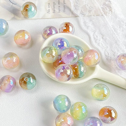 Handmade 100Pcs 16*16MM DIY Beads/Round Shape/Aurora Effect Beads/Glitter Powder/Jewelry Findings & Components #18825