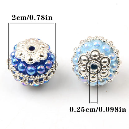 5pcs Colored flower tray round acrylic bead with synthetic Drilled Bead For Jewelry Making DIY Handicrafts Necklace Accessories