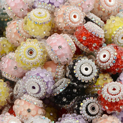 4pcs Creative flower Rhinestone large wheel bead Acrylic round beads for Jewelry Making supplies DIY Charms Bracelet Space beads
