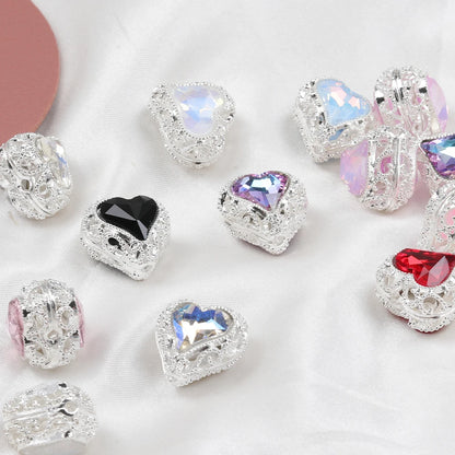 Handmade 40Pcs 19*20MM DIY Fancy Beads/Hand Made/Jewelry Accessories/Rhinestone Effect/Heart Shape/Alloy Beads #18304