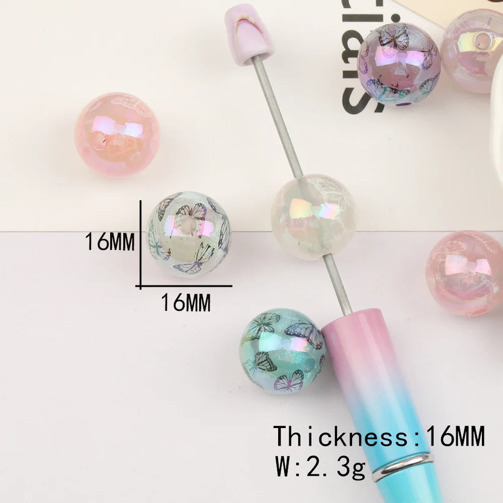 Design 100Pcs 16*16MM Acrylic Bead/Round Shape/Luminous Effect/Hand Made/DIY Beads/Jewelry Findings & Components #17001