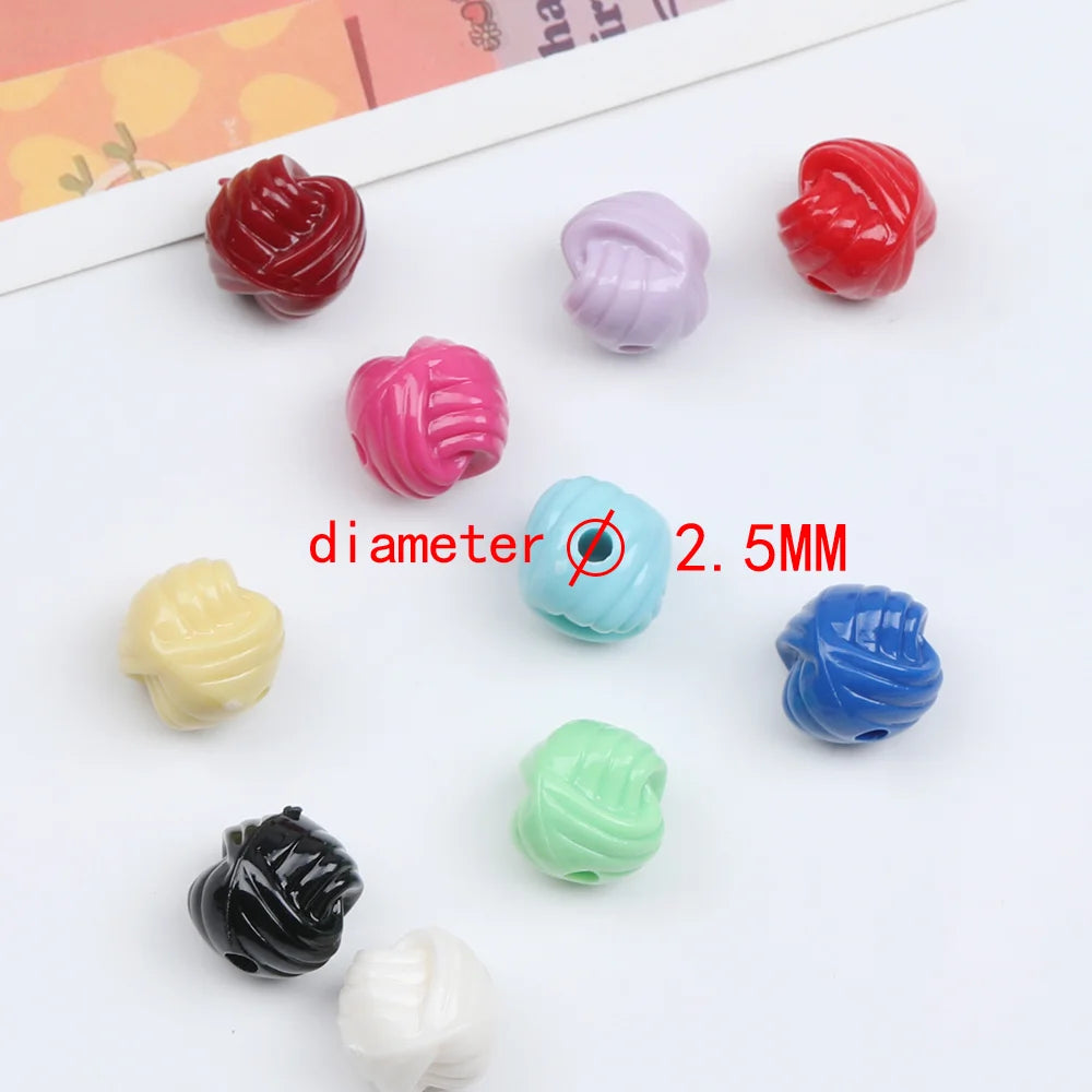 Design 370Pcs 12*12MM Acrylic Beads/Solid Effect/DIY Beads/Hand Made/Twine Shape/Jewelry Findings & Components #17524