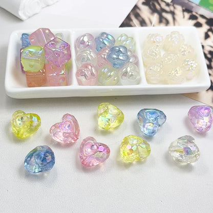 Design 100Pcs DIY Beads/Hand Made/Heart Flower Shape/Luminous Effect/Acrylic Bead/Jewelry Findings & Components #18127