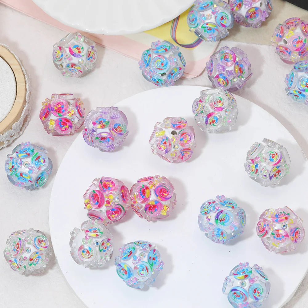Handmade 20*20MM 50Pcs DIY Fancy Beads/Flower Effect/Jewelry Findings & Components/Polymer Clay Bead #18410
