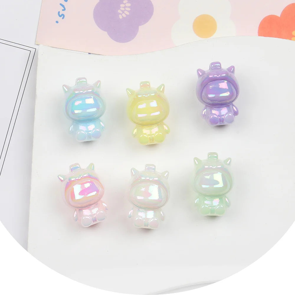 Design 100Pcs 20*29MM DIY Beads/Aurora Luminous Effect/Cartoon Shape/Hand Made/Jewelry Accessories/Acrylic Bead #17299