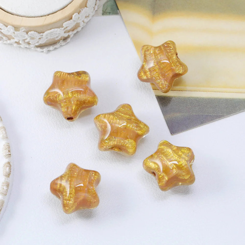 Handmade 50Pcs 19*20MM Resin Beads/Glitter Powder Effect/Star Shape/DIY/Jewelry Findings & Components #18690
