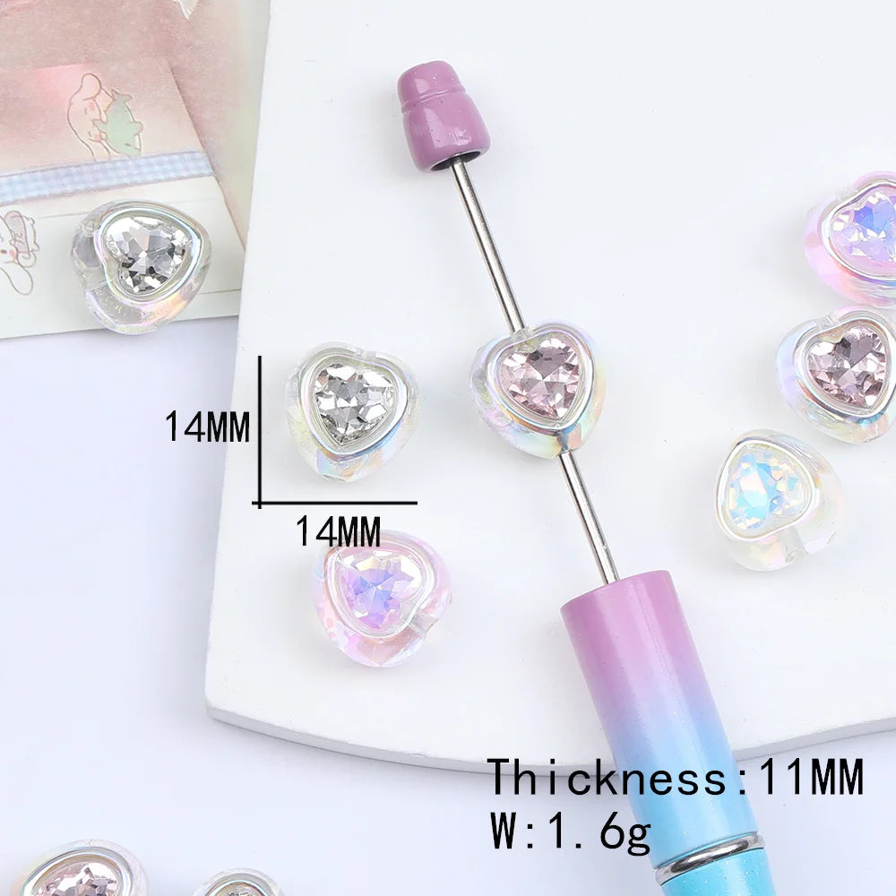 Design 100Pcs 14*14MM DIY Beads/Heart Shape/Acrylic Beads/Hand Made/Aurora Effect/Jewelry Findings & Components #17374