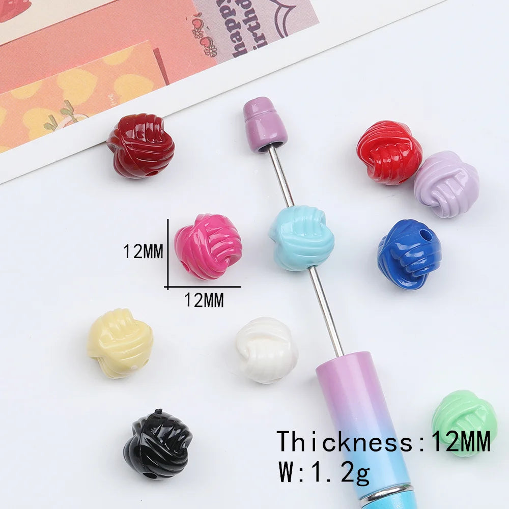 Design 370Pcs 12*12MM Acrylic Beads/Solid Effect/DIY Beads/Hand Made/Twine Shape/Jewelry Findings & Components #17524