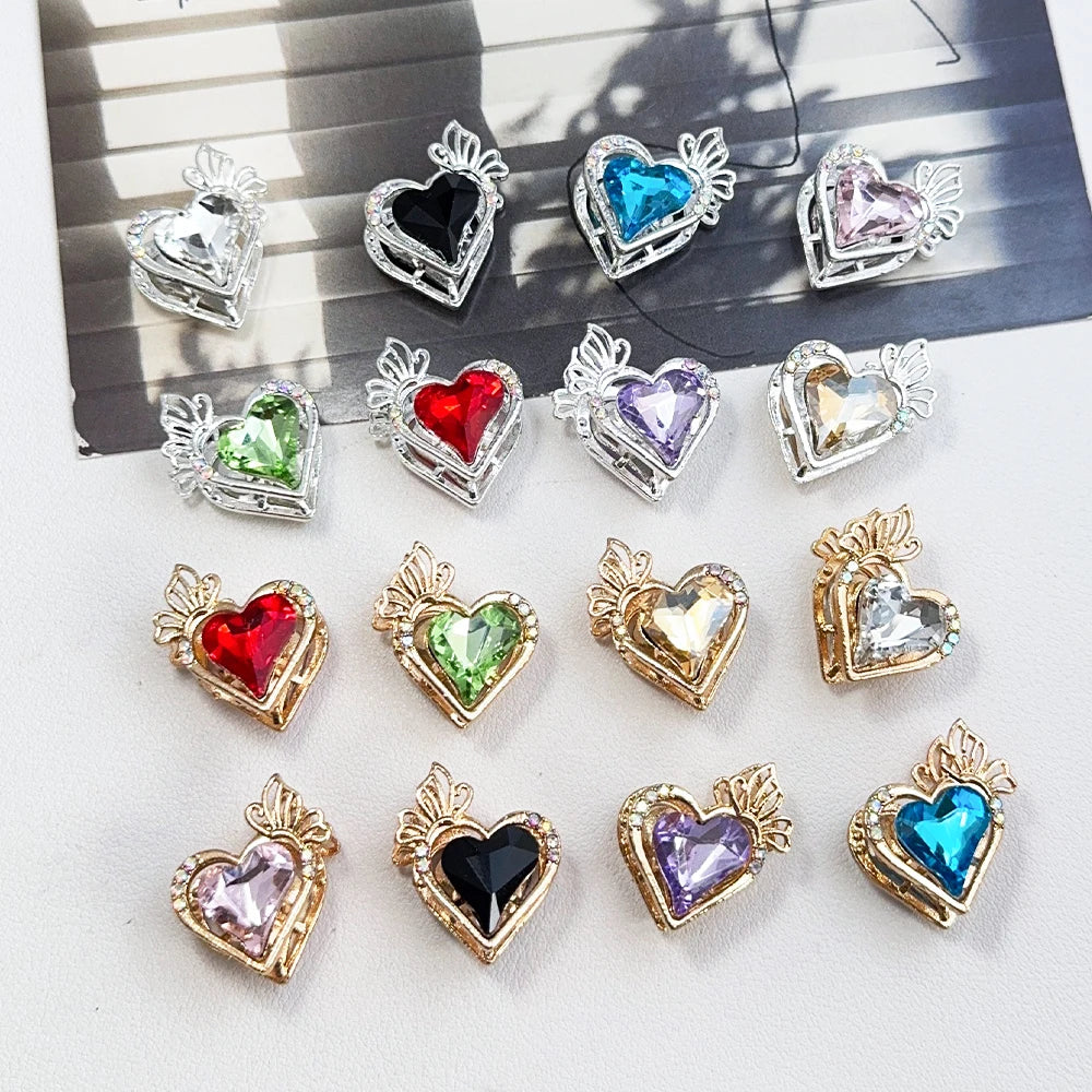Handemade 21*23MM 40Pcs DIY Fancy Beads/Jewelry Accessories/Rhinestone Effect/Heart Shape/Alloy Beads #18111