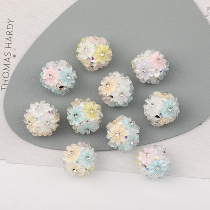 Design 50Pcs DIY Making/Fancy Beads/Round Shape/Polymer Clay Bead/Hand Made/Flower Bead/Jewelry Findings & Components