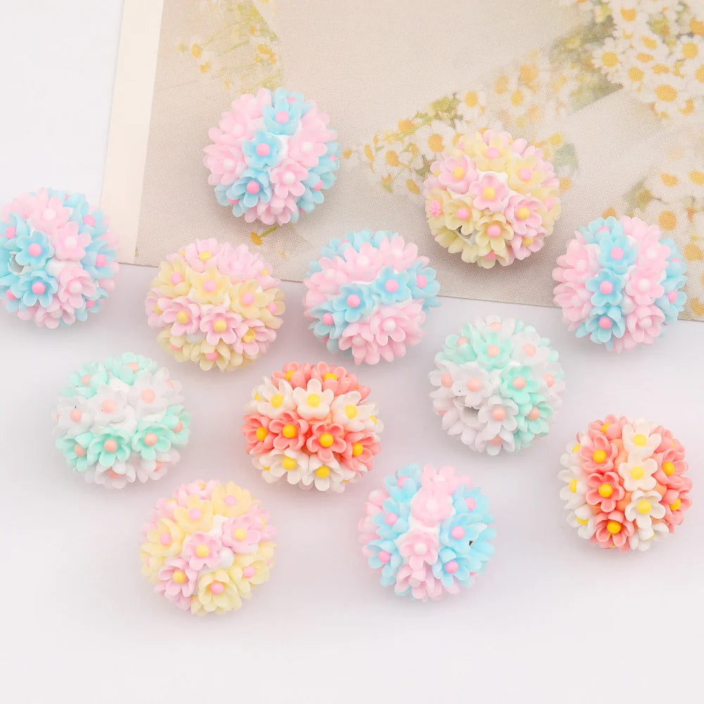 Design 50Pcs DIY Making/Fancy Beads/Round Shape/Polymer Clay Bead/Hand Made/Flower Bead/Jewelry Findings & Components