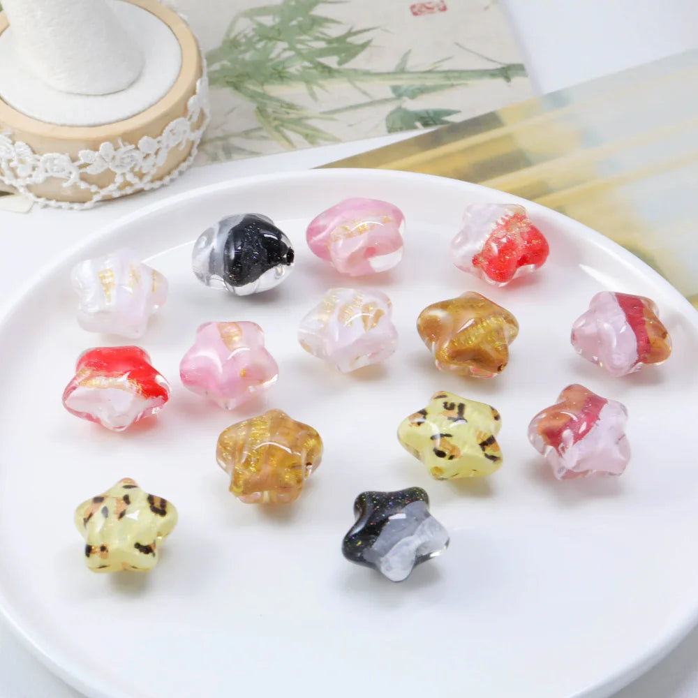 Handmade 50Pcs 19*20MM Resin Beads/Glitter Powder Effect/Star Shape/DIY/Jewelry Findings & Components #18690