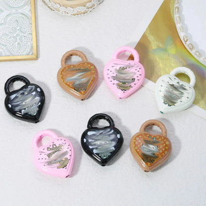 Design 50Pcs 30*39MM Jewelry Findings & Components/Print Effect/DIY Beads/Hand Made/Heart Shape/Acrylic Bead #18655
