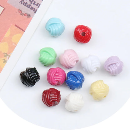 Design 370Pcs 12*12MM Acrylic Beads/Solid Effect/DIY Beads/Hand Made/Twine Shape/Jewelry Findings & Components #17524