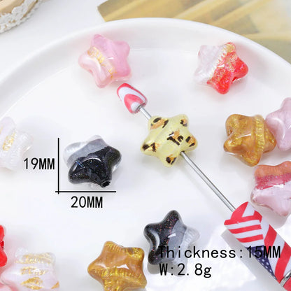 Handmade 50Pcs 19*20MM Resin Beads/Glitter Powder Effect/Star Shape/DIY/Jewelry Findings & Components #18690