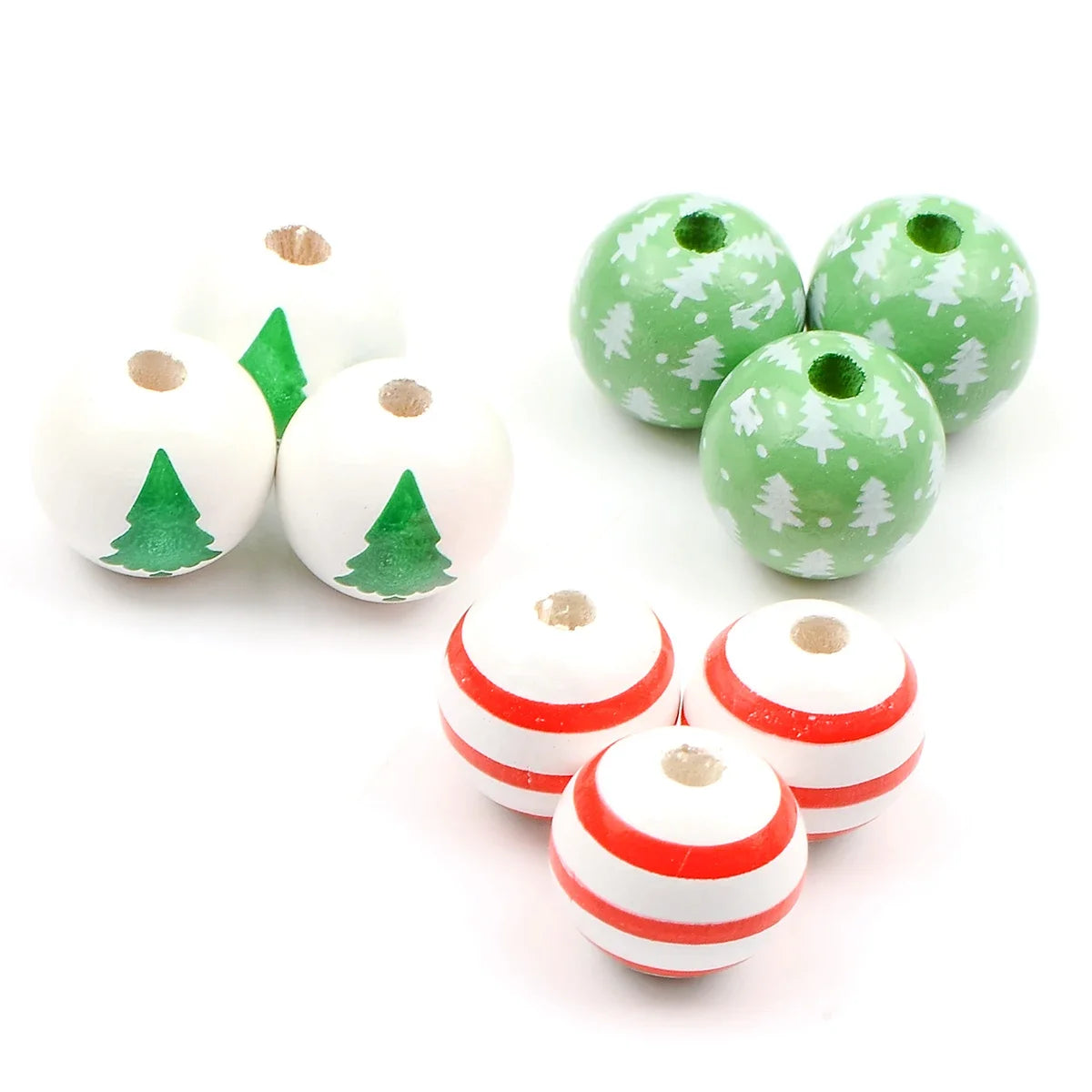 15pcs Beautiful Colorful Christmas snowman wooden bead， Fashion Large Hole Bead， for Gift Make DIY Necklace Bracelet Accessories