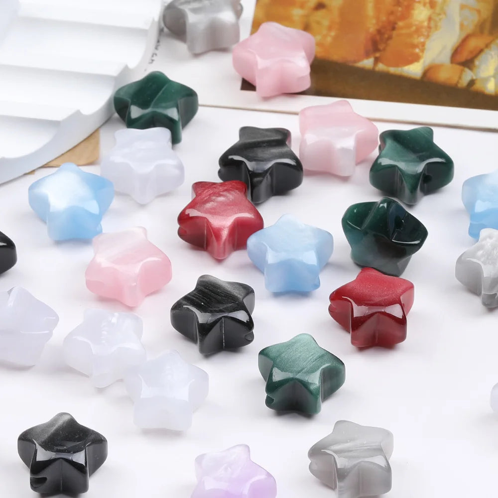 Design 100Pcs 17*17MM DIY Beads/Hand Made/Star Shape/Marble Effect/Resin Beads/Jewelry Findings & Components #17927