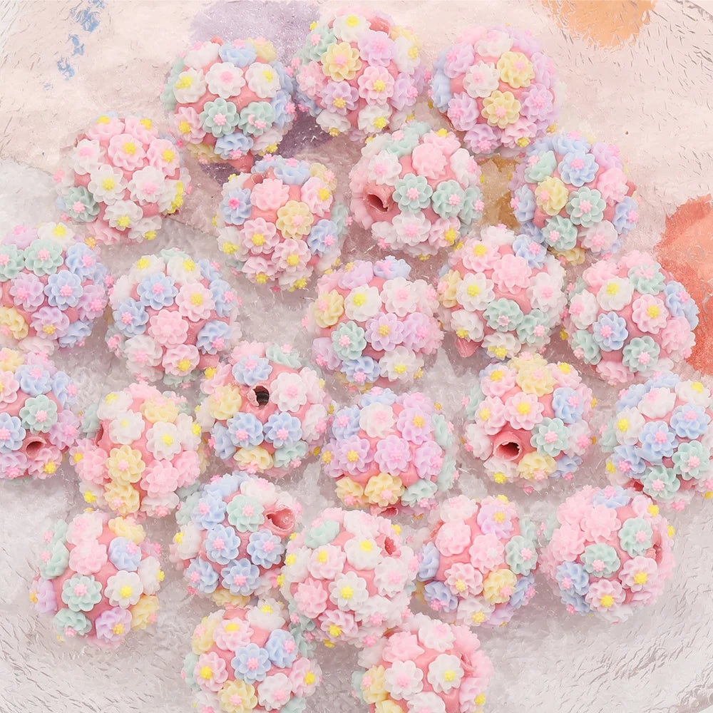 Design 50Pcs DIY Making/Fancy Beads/Round Shape/Polymer Clay Bead/Hand Made/Flower Bead/Jewelry Findings & Components