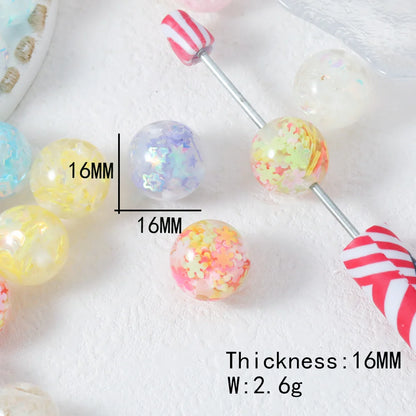 Handmade 100Pcs 16*16MM DIY Beads/Glitter Powder Effect/Hand Made/Jewelry Findings & Components/Round Shape/Resin #18522